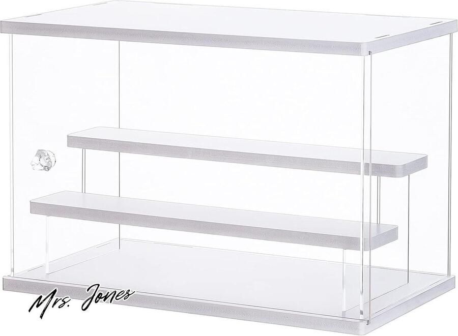 Mrs. Jones Acryl vitrinekast doorzichtige vitrinekast monteerbare kubus voor op de toonbank voor verzamelobjecten actiefiguren minifiguren stofvrije bescherming opslag en organisatie wit 315 x