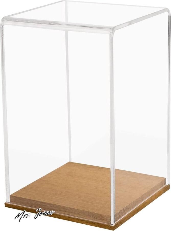 Mrs. Jones Acryl Vitrinekast Houten Sokkel Figuren 14x14x22 Transparant Langwerpige Metalen Rapidograph Stiften Penselen Home Decoration