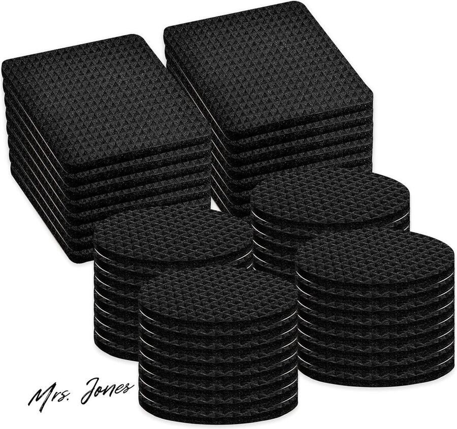 Mrs. Jones Antislip meubelpads 60 stuks zelfklevende rubberen voetpads meubelgrijpers stoel beenbeschermers anti-kras meubelvoetbeschermers voor hardhouten vloeren met extra grip