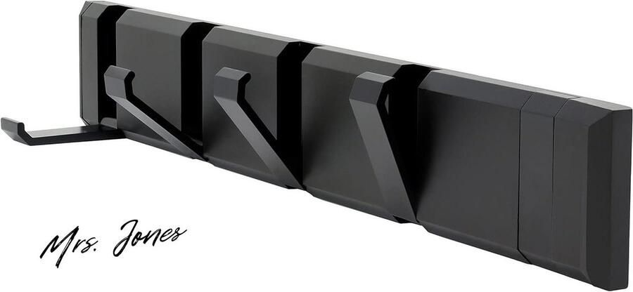 Mrs. Jones Premium Collection Kapstok Garderobehaken Inklapbaar Orde Stijl Zwart