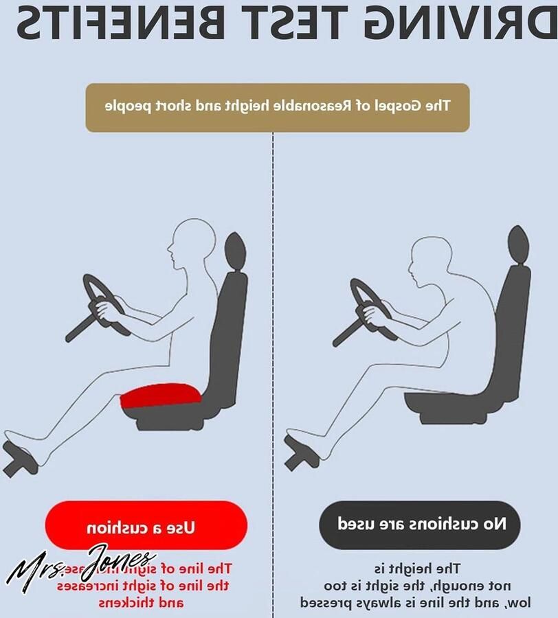 Mrs. Jones Auto Booster Zitkussen Bestuurder Houding Kussen Verhoogde Boost Mat met Handvat voor Korte Chauffeurs Auto's Vrachtwagens SUV's Voertuigen Bureaustoel Rolstoel Verhoogde hoogte Ergonomisch Ontwerp