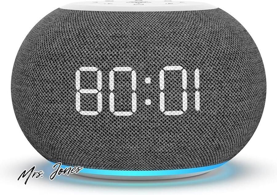 Mrs. Jones Auto dimbare wekkerradio 9-kleurig nachtlampje 0-100% dimmer 7 alarmgeluiden FM-radio automatische uitschakeltimer digitale wekker voor op het nachtkastje
