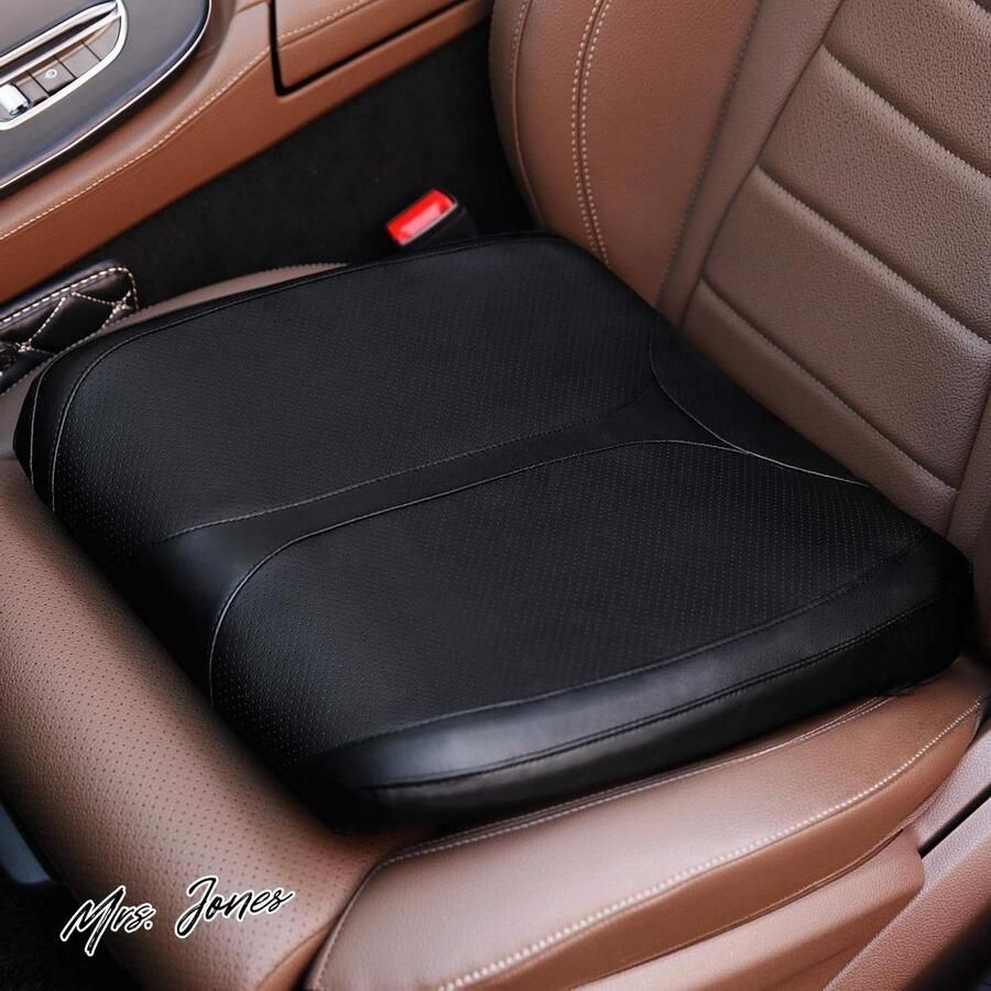 Mrs. Jones Auto Memory Foam Verhoging Zitkussen Lederen Korte Mensen Rijden Heup Stuitbeen Staartbeen Onderrug Pijnverlichting Buttkussens Vrachtwagen SUV Bureaustoel Rolstoel