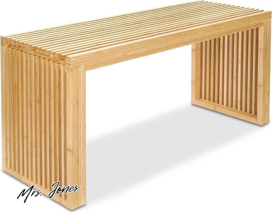Mrs. Jones Bamboe Bank Houten Bank Keukenbankje Eetkamerbank 90 x 33 x 43 cm Eetbank Van Bamboe Halbank Ingangsbank Comfortabele Halbank Zitbank Eetkamer Zonder Rugleuning