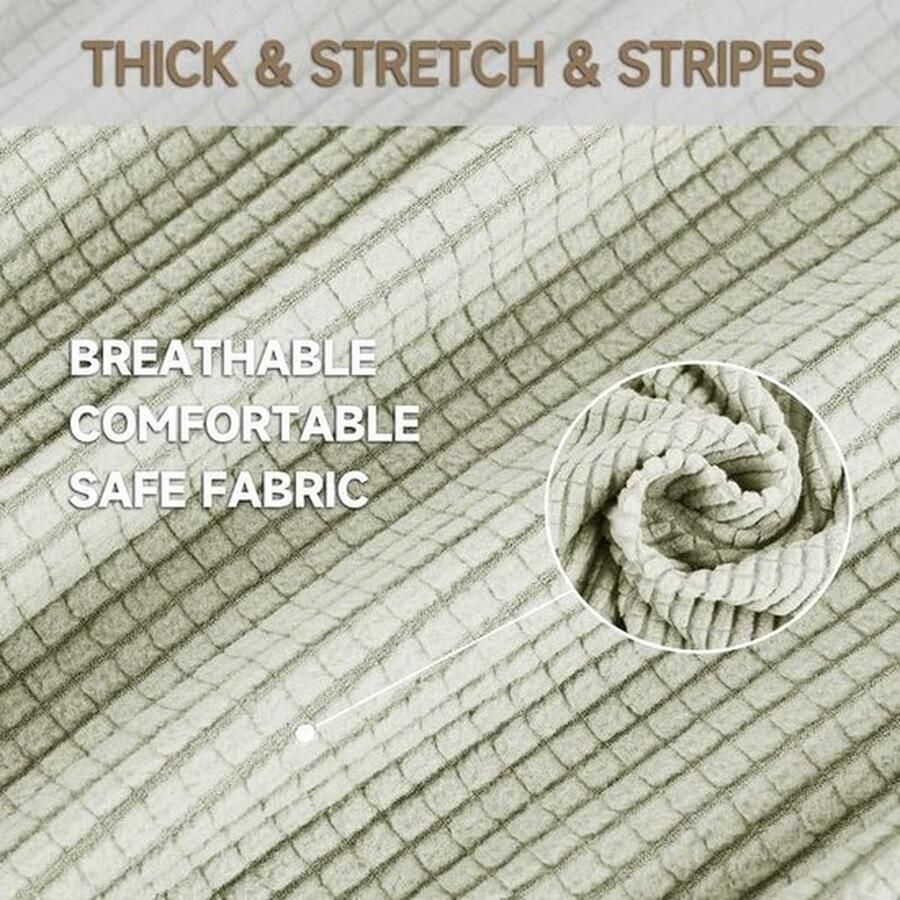 Mrs. Jones Bankovertrek met armleuning stretch antislip modern voor honden en huisdieren ademend met elastische onderkant 3-zits natuurlijk wit