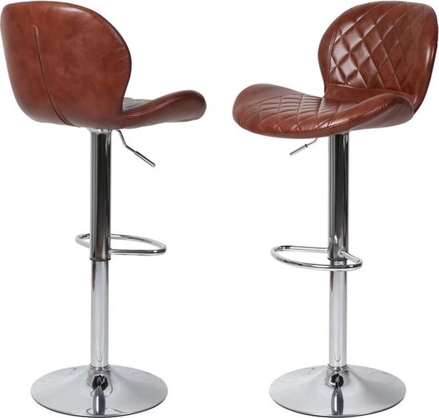 Mrs. Jones Barkrukken Set Van 2 Rugleuning In Hoogte Verstelbaar 360° Draaibaar Voetsteun Bruin