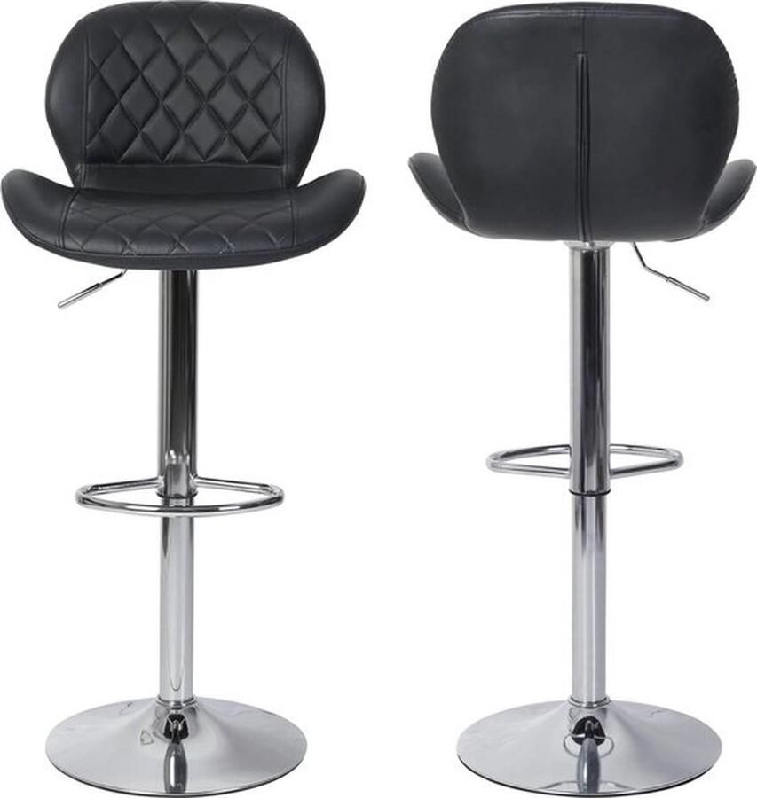 Mrs. Jones Barkrukken Set Van 2 Rugleuning In Hoogte Verstelbaar 360° Draaibaar Voetsteun Zwart