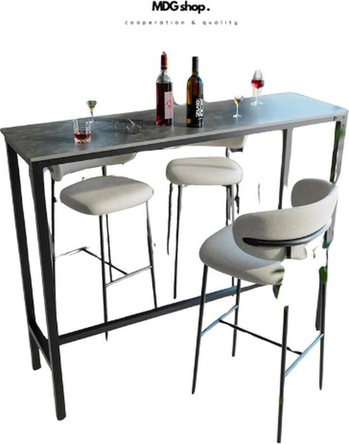 Mrs. Jones Bartafels Bartafel keuken Donker grijs Met zwart metalen frame