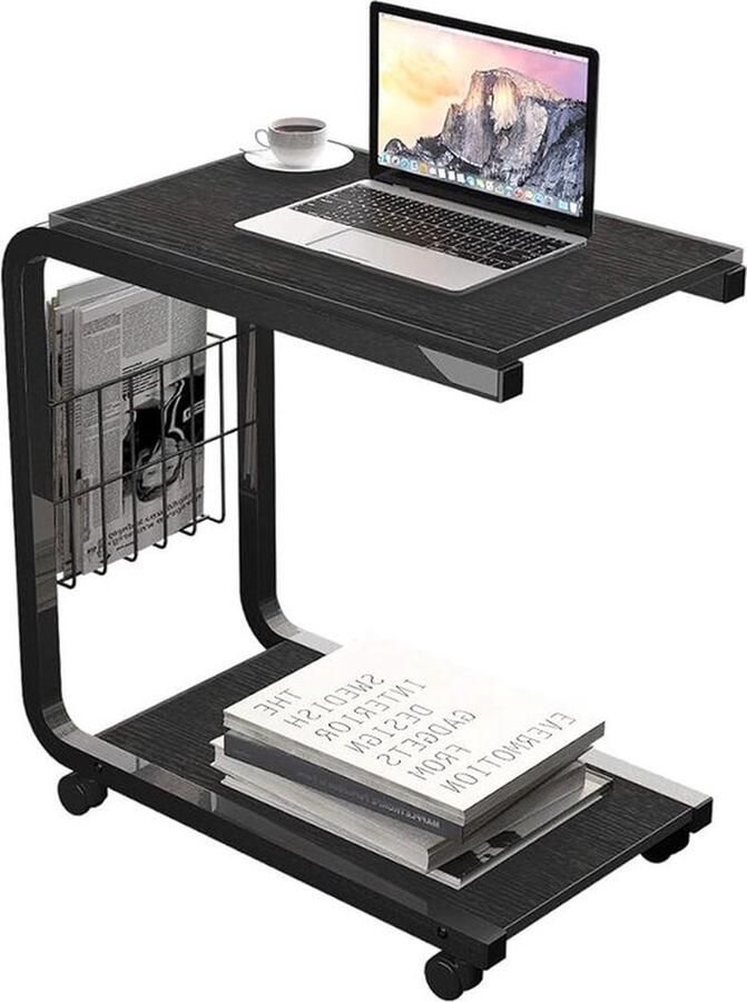 Mrs. Jones Bijzettafel Laptoptafel Bijzettafel voor in Bed Koffietafel Met Wieltjes Bedtafel 56CM Hoog U-Vorm