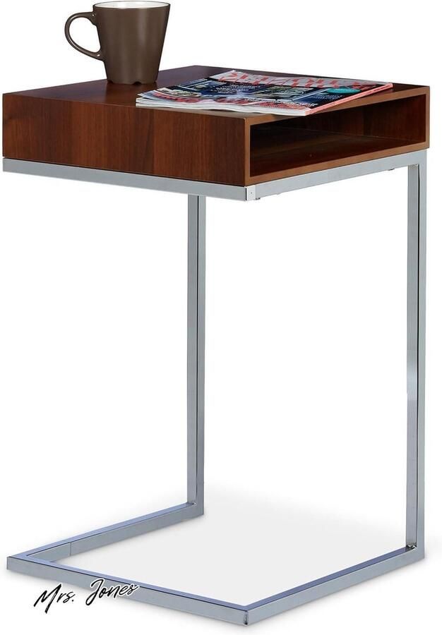 Mrs. Jones Bijzettafel metaal hout verschuifbaar laptoptafel plank woonkamer h x b x d: ca. 61 x 37 x 38 cm naturel