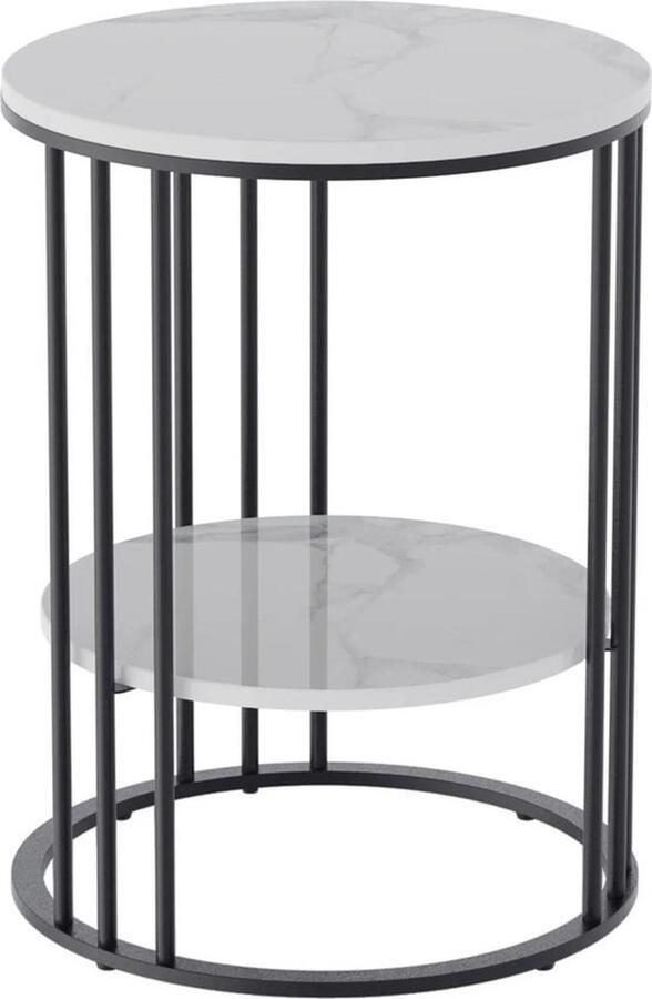 Mrs. Jones Bijzettafel Modern Design Marmerlook met Metalen Frame 40x40x54