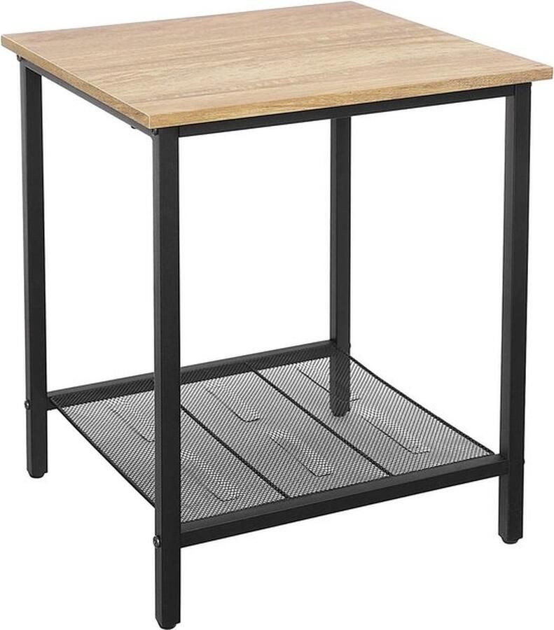 Mrs. Jones Bijzettafel nachtkastje kleine salontafel slaapkamer woonkamer eenvoudige montage stabiel stalen frame industriële stijl honingbruin-zwart