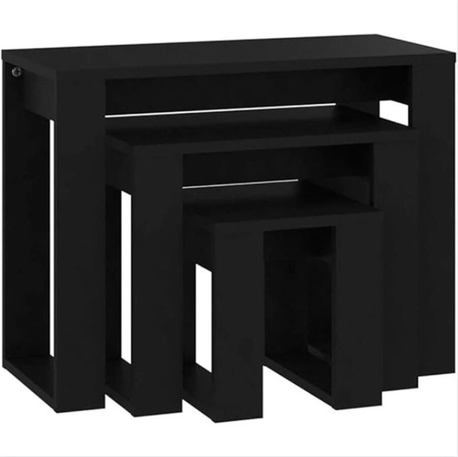 Mrs. Jones Bijzettafel Wandtafel Kastje 3 Delig Bewerkt Hout