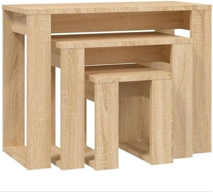 Mrs. Jones Bijzettafel Wandtafel Kastje 3 Delig Eiken Hout