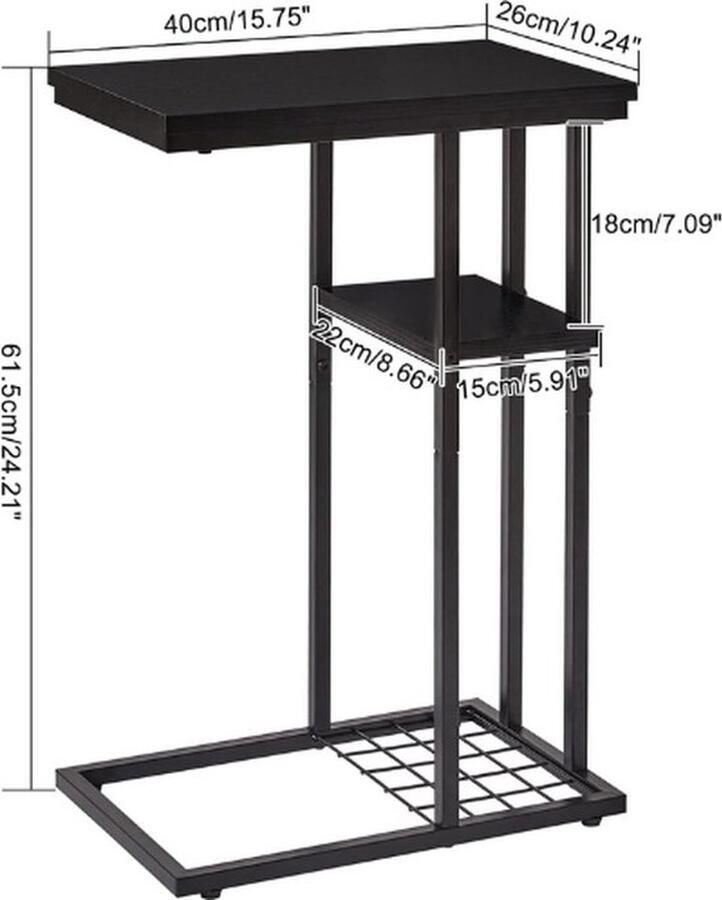 Mrs. Jones Bijzettafels Industrieel Tafeltjes Bijzettafels Zwart 2 Stuks 40x26x61 5cm Zwart