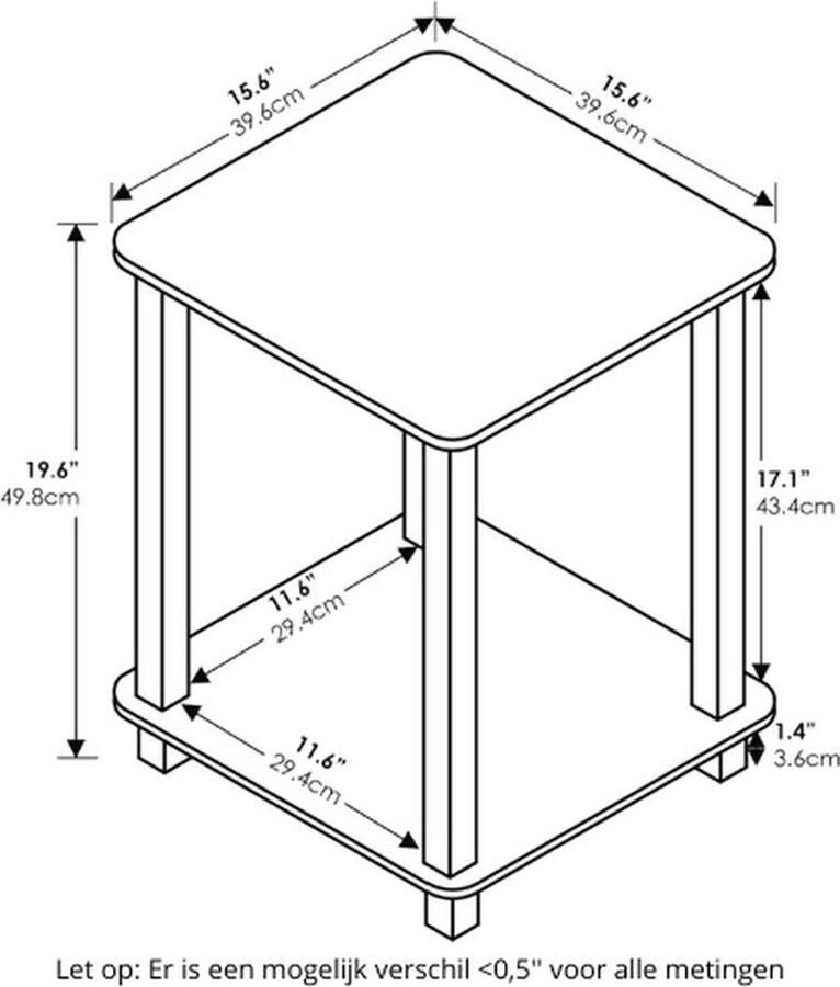 Mrs. Jones Bijzettafels Nachtkastje 2 Stuks Vierkante Tafels Koffietafel Eiken Wit