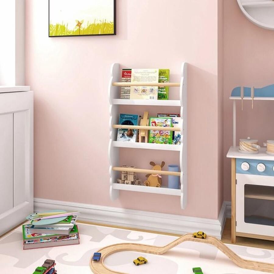 Mrs. Jones Boekenkast Kind Boekenkast Kinderkamer Hangende Boekenkast Wit 3 Planken 42 5 x 9 5 x 80 - Foto 2