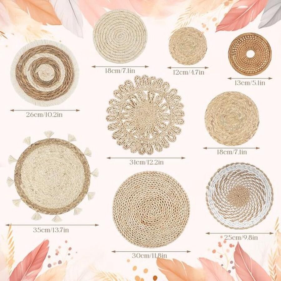 Mrs. Jones Boho rotan bloem muur mand decor (bruin-B)