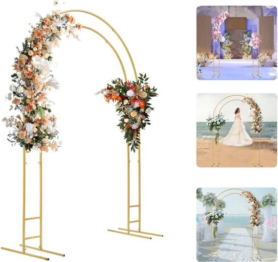 Mrs. Jones Bruiloft boog Bruiloft frame Feest decor Metaal 2.2 M hoog 1.5 M breed Goud