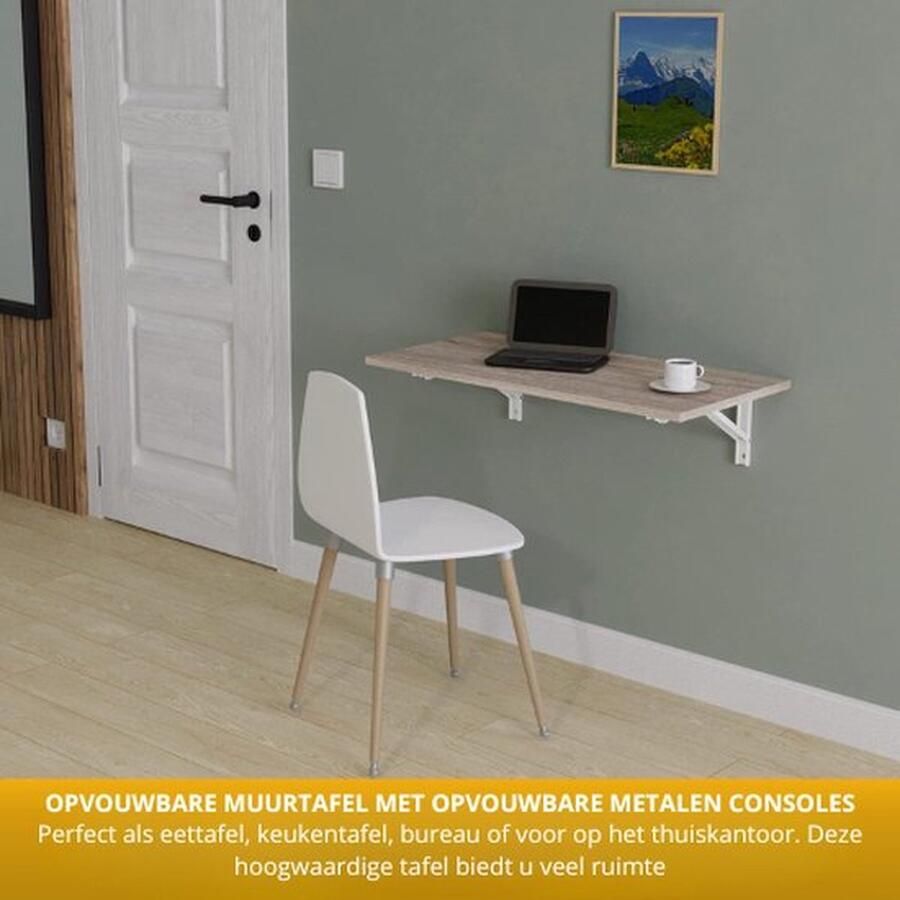 Mrs. Jones Bureau Inklapbaar Inklapbare Eettafel Klaptafel Vouwtafel 80x40cm Bureautafel Wandtafel Kantoor Tafel