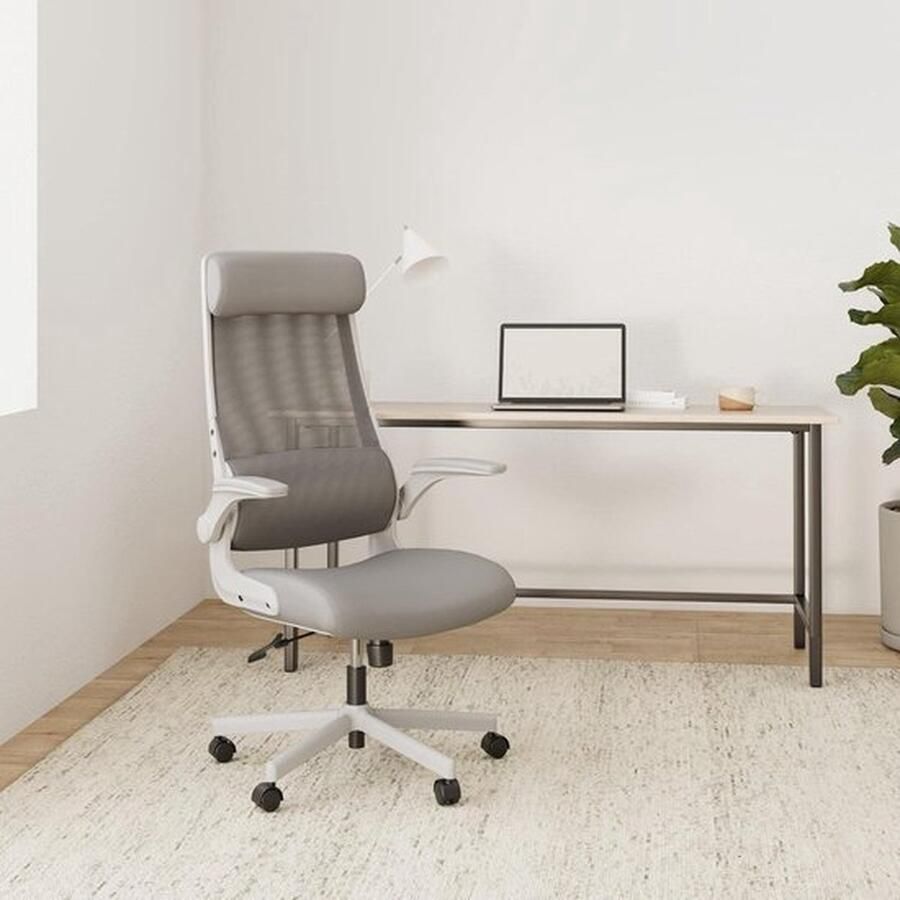 Mrs. Jones Bureaustoel Ergonomisch Verstelbare Hoofdsteun & Armleuning Bureau Stoel met Lendensteun Managerstoel met Kantelfunctie Wit