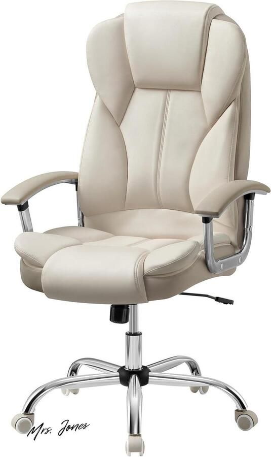 Mrs. Jones Bureaustoel gamingstoel armleuningen hoogte verstelbaar thuiskantoor werkkamer crèmewit-camelbruin OBG057W01