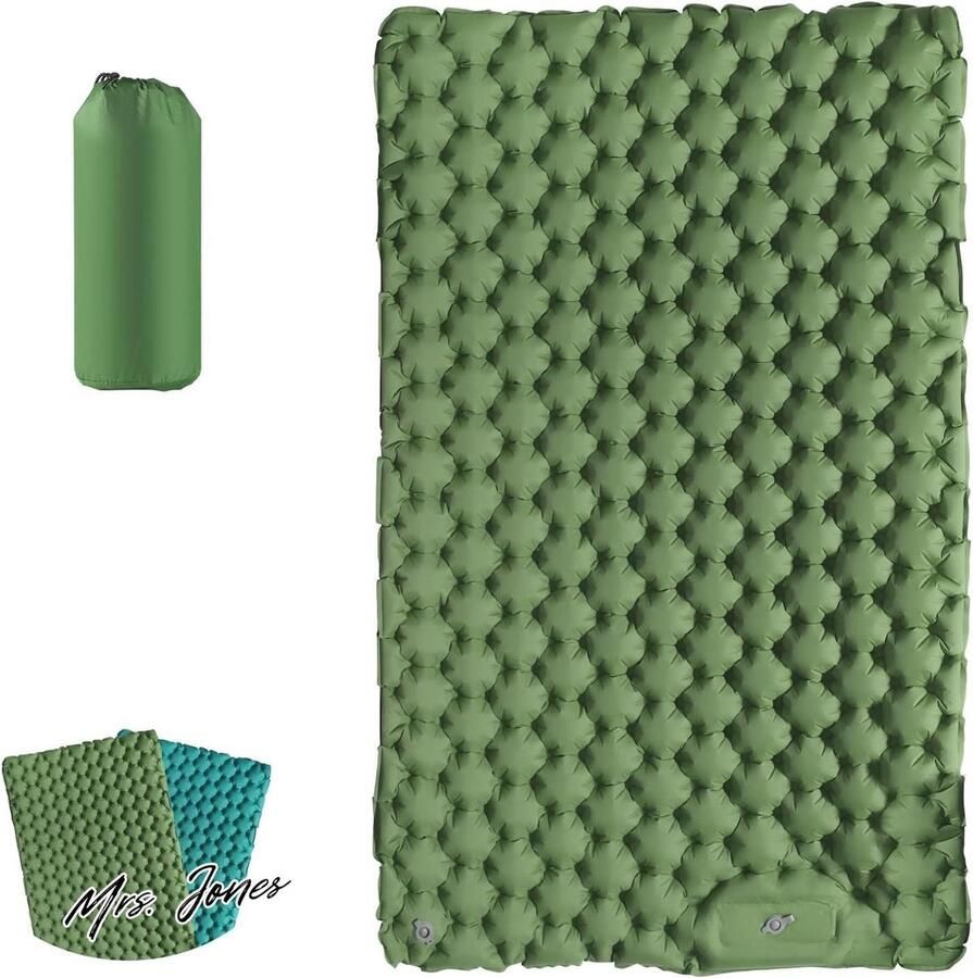 Mrs. Jones Camping isomat voor 2 personen zelfopblazend luchtmatras-opvouwbaar ultralicht luchtbed-opblaasbaar bed voor strand tent