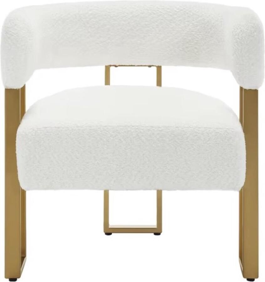 Mrs. Jones Chenille stof Stoel Woonkamer stoel Fauteuil Chenille stof Gouden Poten Wit