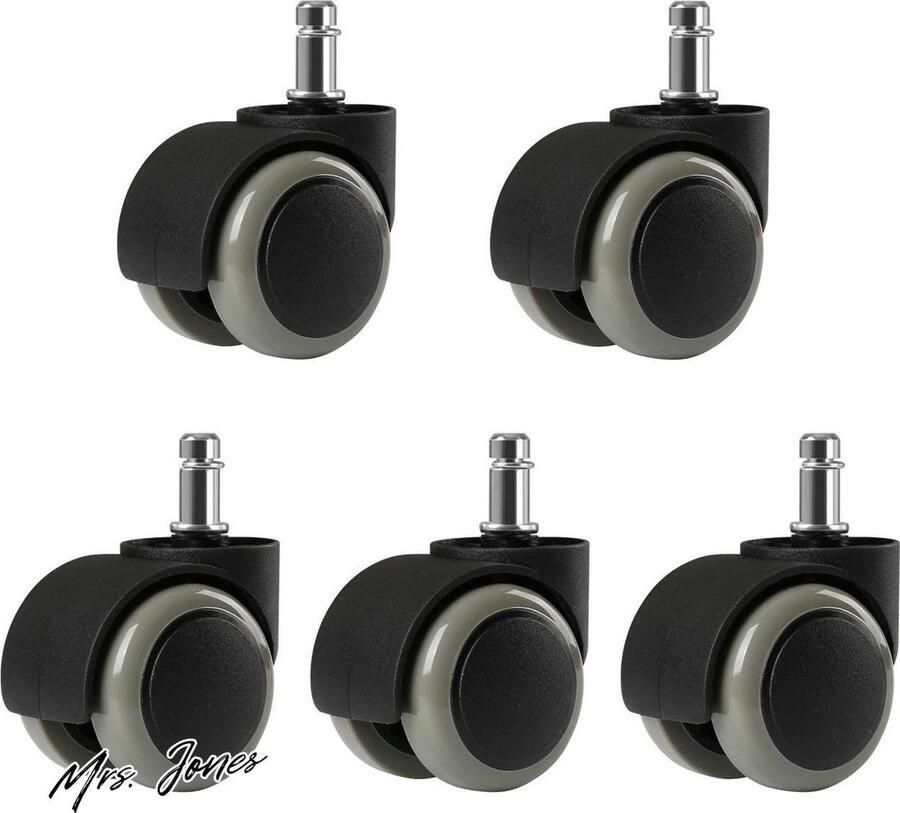 Mrs. Jones Special Edition Bureaustoel Wielen Set 5 stuks 10 mm Grijs