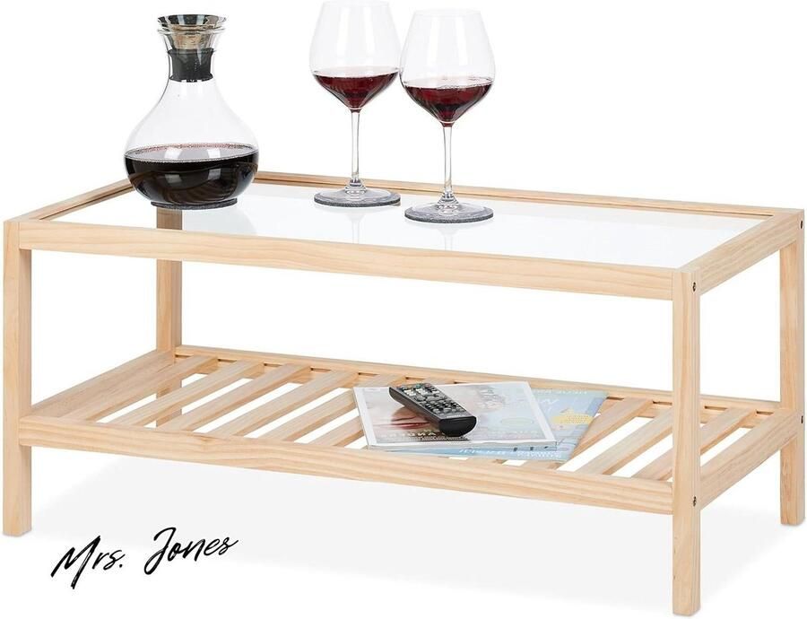Mrs. Jones Premium Collection Salontafel houten blad Rechthoekig 35x80x40 cm 2 etages Natuurlijk