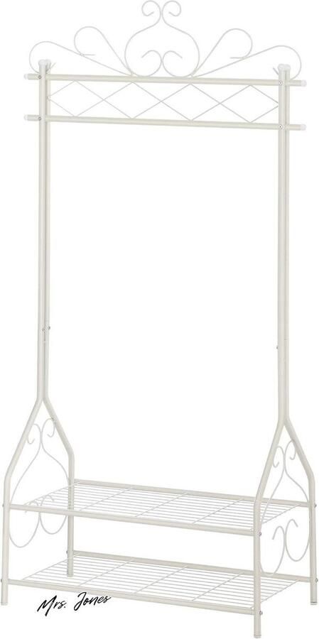 Mrs. Jones Collection Vintage kapstok Kledingrek 2 planken Metaal 92x173x41 cm Crèmewit