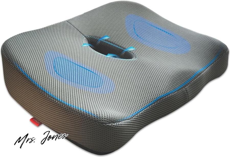 Mrs. Jones Comfort traagschuim zitkussens ergonomische stuitbeenkussens voor bureaustoelen staartbeenondersteuning kantoor eet- en gamingstoelen rolstoelen autostoeltjes (grijs)