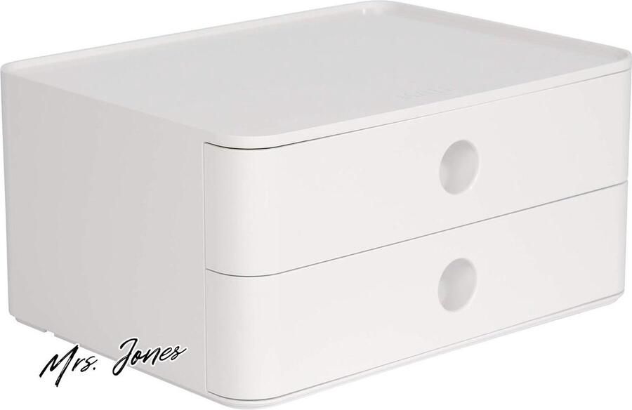 Mrs. Jones Compacte Design-ladenbox met 2 laden Hoogglanzend en in Premium Kwaliteit Wit HAN Smart-Box Allison