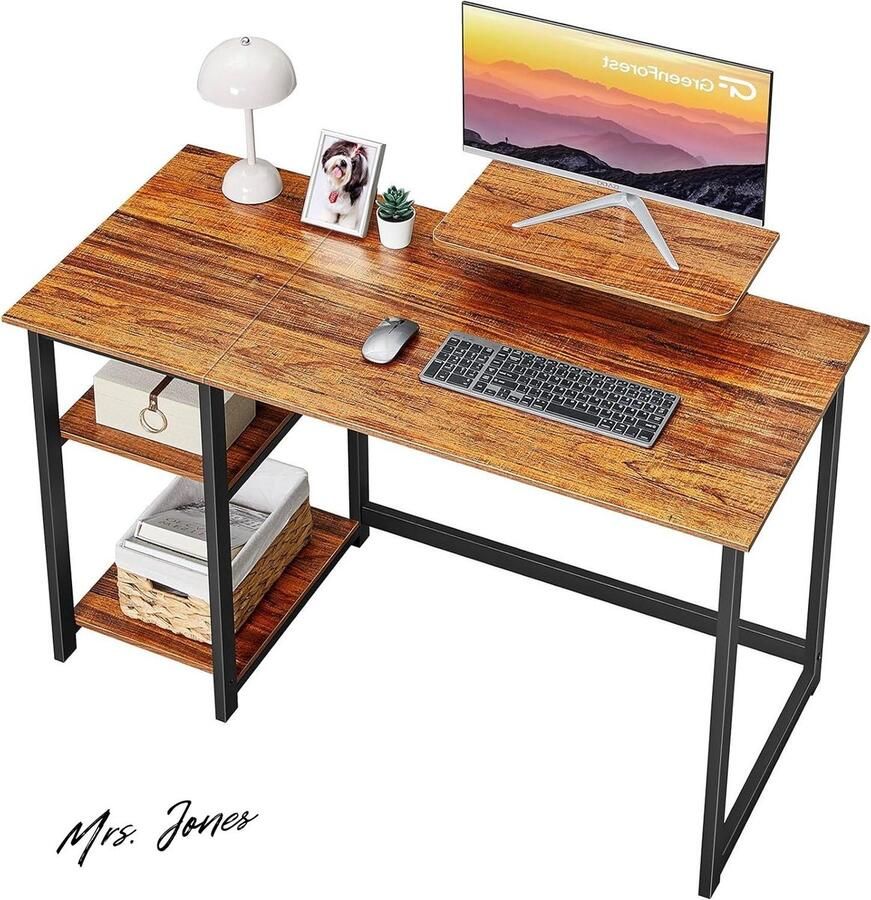 Mrs. Jones Computerbureau voor thuisgebruik omkeerbare opbergplanken 100 cm klein verstelbare planken slaapkamer studentenkamer moderne tafel laptop