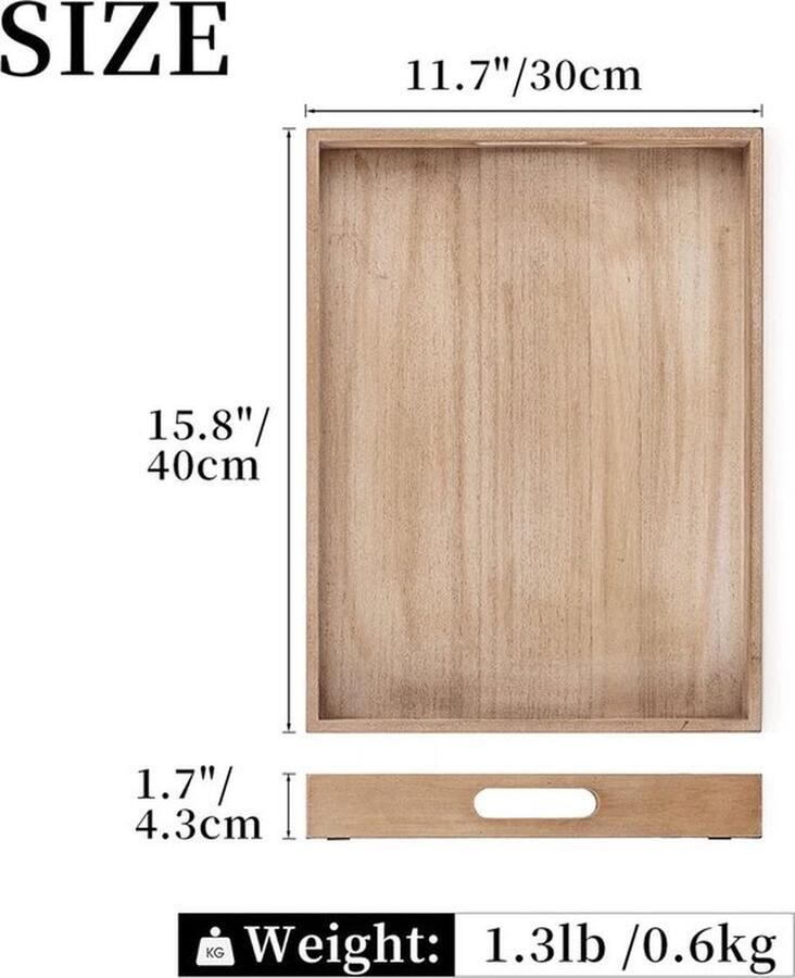 Mrs. Jones Decoratief dienblad houten dienblad decoratieve randen hout hochhoekig lichtbruin dienbladen vintage houten randen met handvat dienbladen voor kaarsen theelicht salontafel