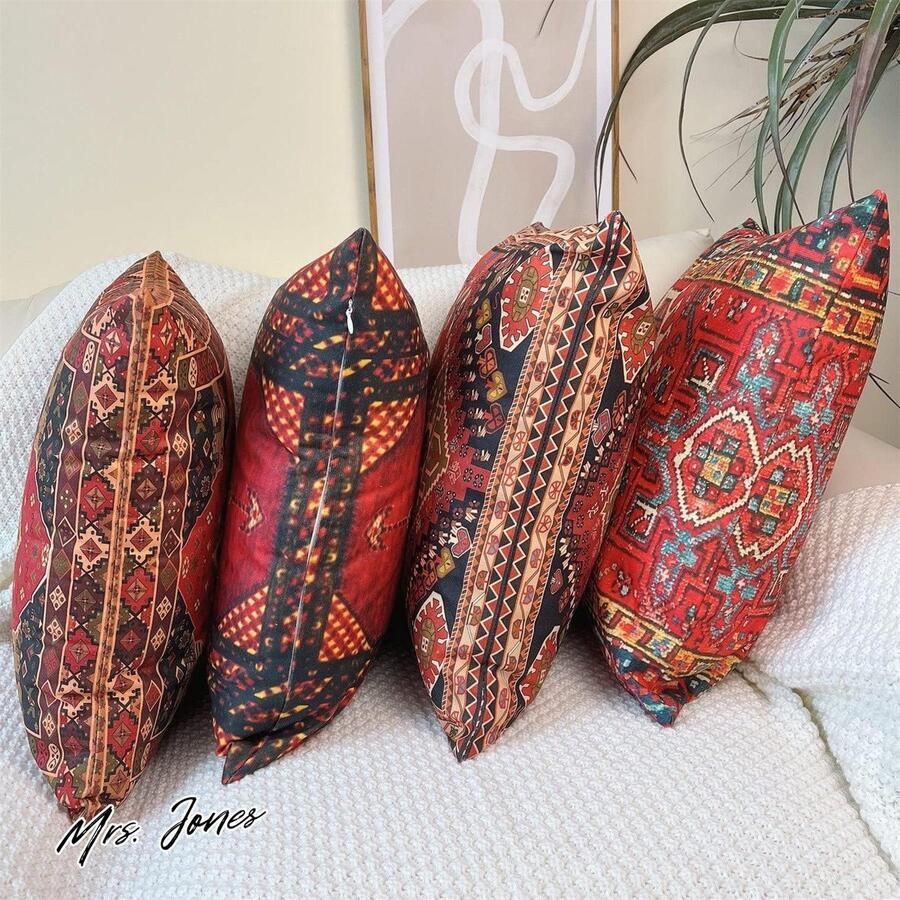 Mrs. Jones Decoratieve kussenhoezen katoenen kussensloop dubbelzijdig patroon oostelijk Bohemen 45 x 45 cm sofakussen voor bank auto slaapkamer
