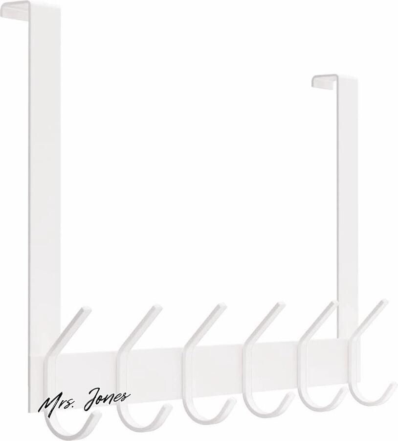 Mrs. Jones Deurgarderobe 12 haken witte kleerhangers roestvrij staal haken keuken kantoor badkamer-21 cm