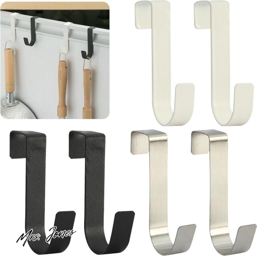 Mrs. Jones Deurhanger Haak 6 Stuks Z-vormige Achterkant van de Deurhaken 3 Kleuren Stevige Kapstokken voor de Deur Geen Ponsen Nodig Deurhangers voor Slaapkamers Badkamer Keukenkast Kantoor opbergruimte huishouden