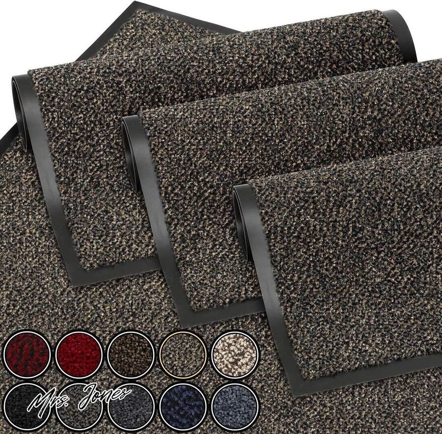 Mrs. Jones Deurmat Bruin grijs 60x90 cm entree deurmat waterdicht wasbaar slijtvast vuilvanger voor voordeur gang entree keuken slaapkamer