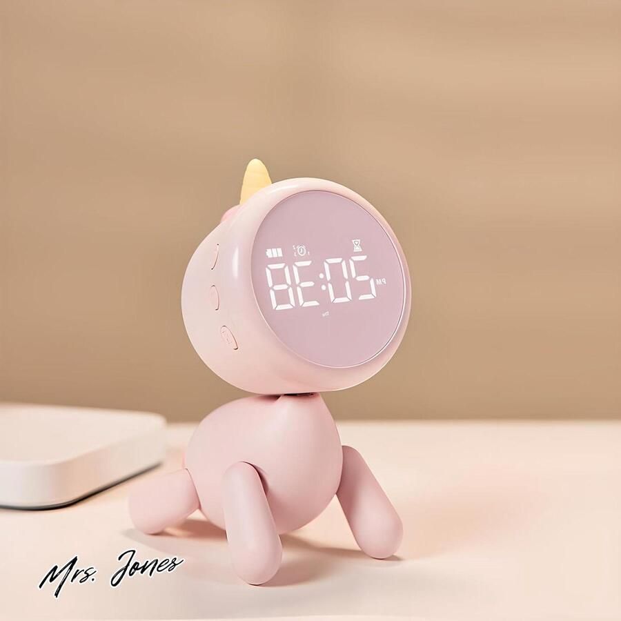 Mrs. Jones Digitale kinderwekker met licht wekker zonder tikken eenhoorn wekker voor meisjes lichtfunctie 6 wekgeluiden instelbare wekvolume weekdag timer compacte klok voor nachtkastje
