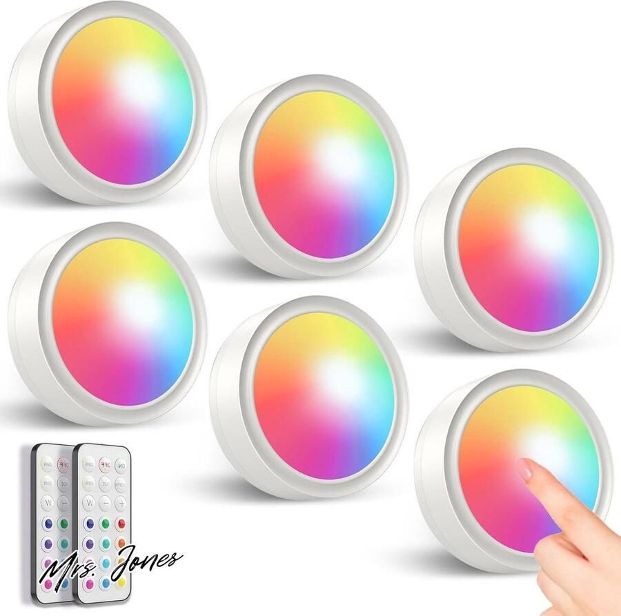 Mrs. Jones Draadloze LED Spot met Afstandsbediening En Timer Dimbaar Vitrine Verlichting op Batterijen Onderbouwlamp voor Onder Kasten Vitrinekasten