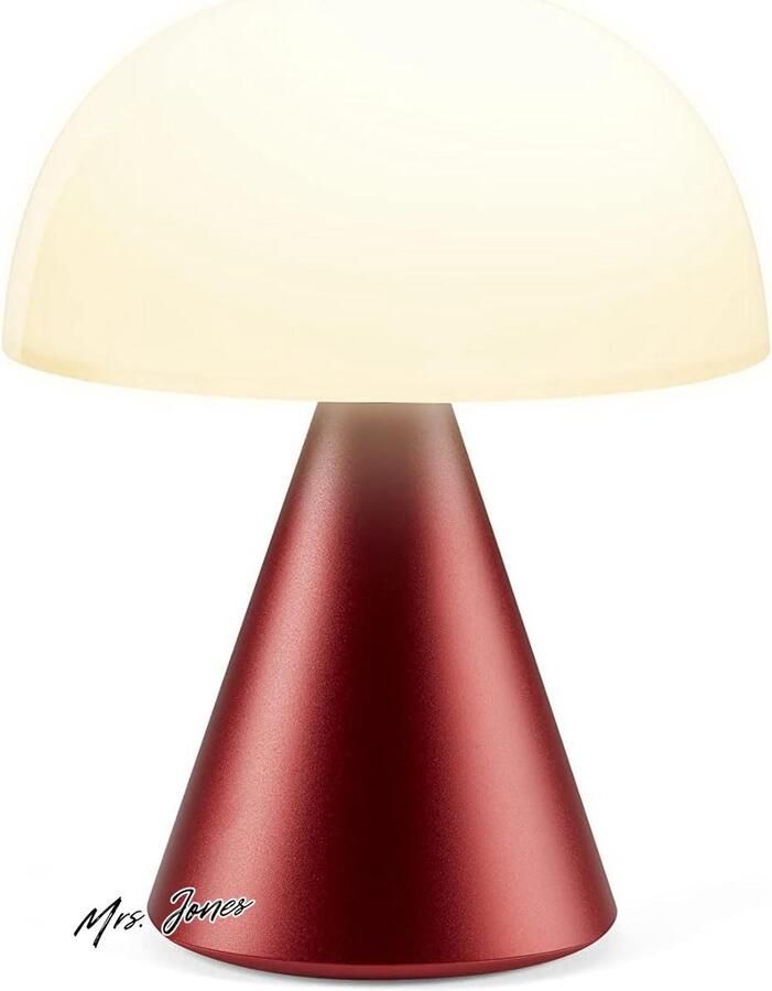 Mrs. Jones Draadloze tafellamp oplaadbaar 9 lichtkleuren met dimmer aanraak- en inductie-oplaadbaar tot 24 uur looptijd donkerrood met Lexon MINA L
