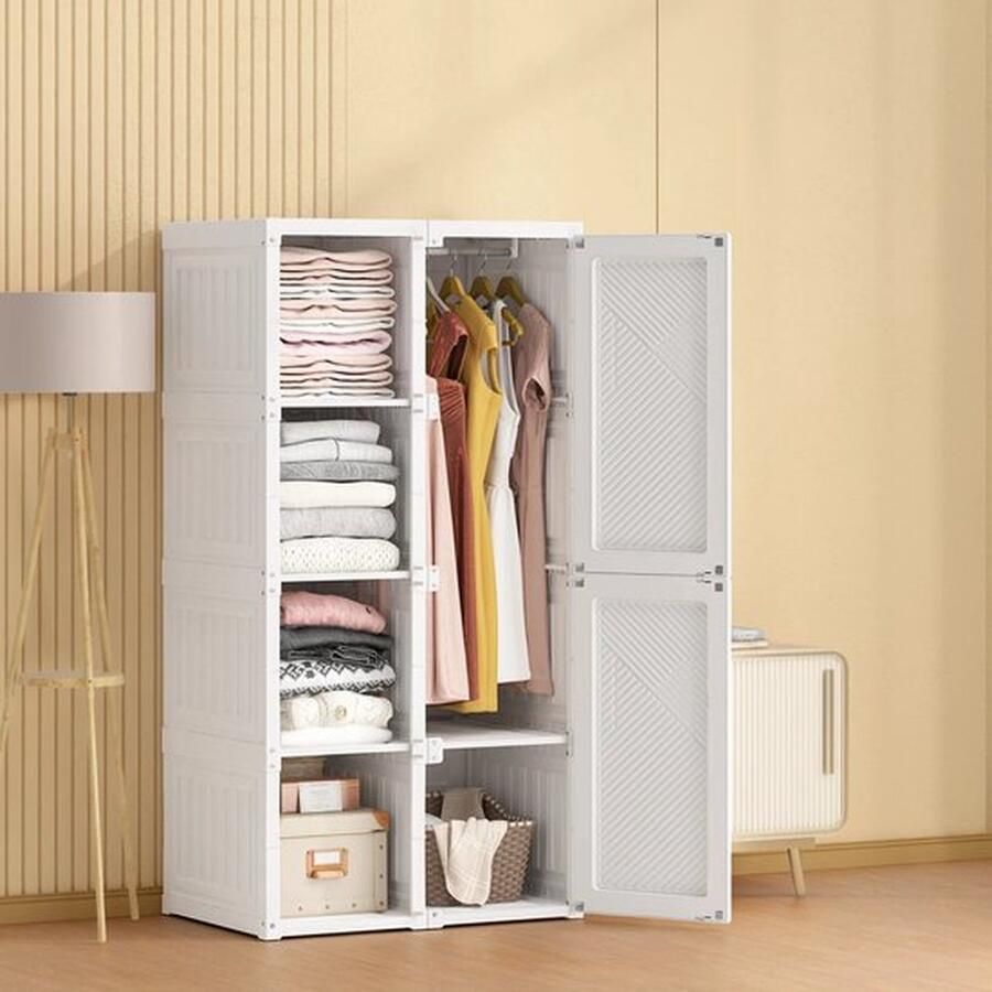 Mrs. Jones Draagbare Kledingkast Slaapkamer Kast Inklapbaar Opslag Organizer Kleding Dressoir Wit