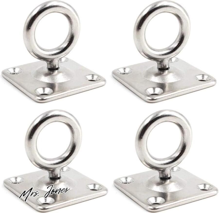 Mrs. Jones Draaibare haak 304 roestvrij staal plafondhaken yoga schommels hangmatten zwart (4 stuks)