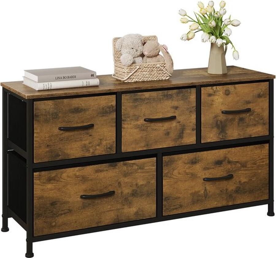 Mrs. Jones Dressoir 5 Lades TV meubel Opbergkast Gang kast Woonkamermeubel Kledingkast Hout TV kast