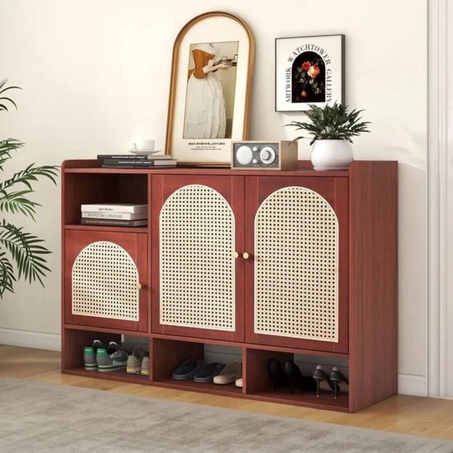 Mrs. Jones Dressoir Retro-Stijl Warm Walnoot Design Met Verstelbare Planken 120x36x80 cm
