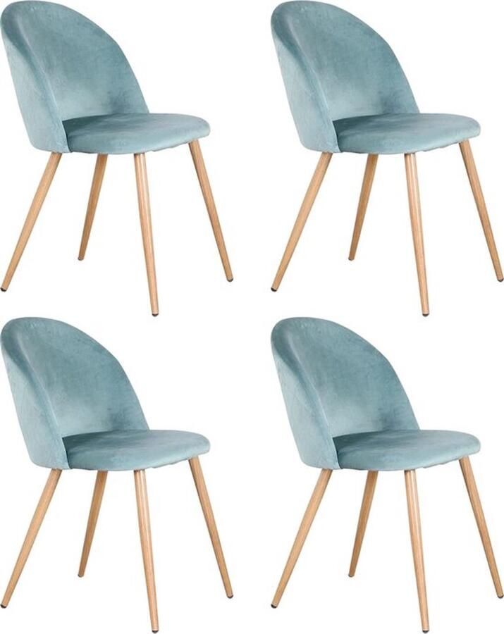 Mrs. Jones Eetkamerstoelen Keukenstoelen Woonkamerstoelen Zachte Fluweel met Metalen poten Set van 4 Moderne Retro Look Groen