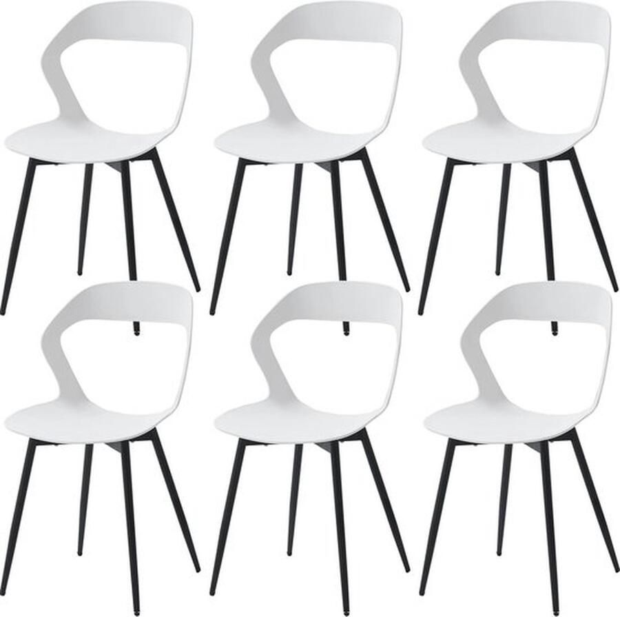 Mrs. Jones Eetkamerstoelen Set van 6 Modern en Stijlvol Met creatieve rugleuning Comfortabel en elegant Wit
