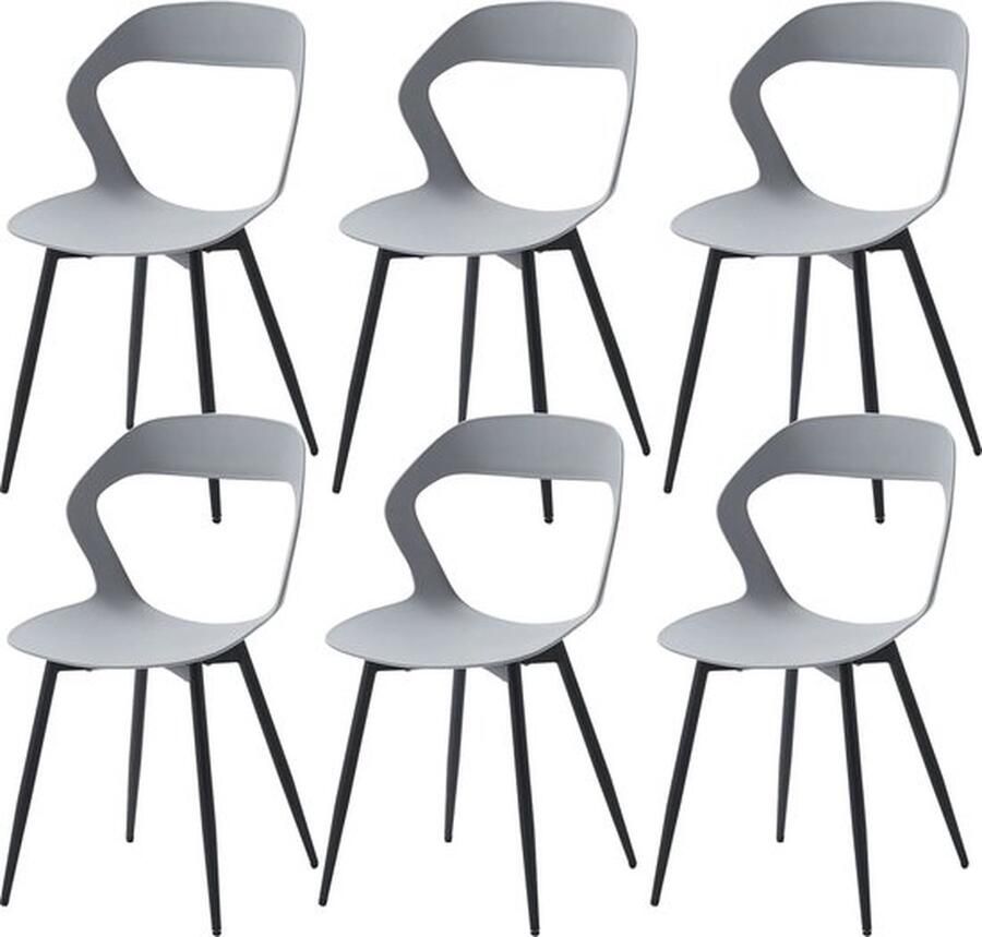 Mrs. Jones Eetkamerstoelen Set van 6 Modern en Stijlvol Met creatieve rugleuning Comfortabel en elegant Grijs