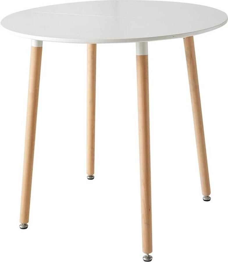 Mrs. Jones Eettafel Bijzettafel Ronde Eettafel Nordic Scandinavisch design MDF blad Beukenpoten Wit